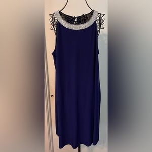 JBS Petite Semi Formal Swing dress in Navy Blue. Embellished color. Size PXL